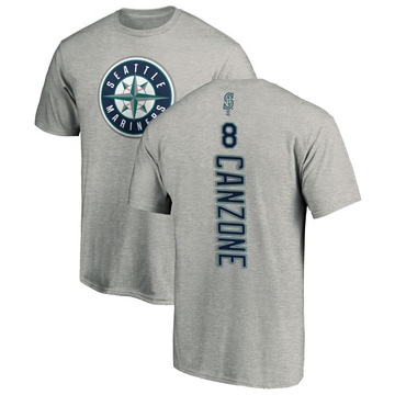 Men's Seattle Mariners Dominic Canzone ＃8 Backer T-Shirt Ash