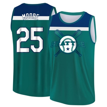 Men's Seattle Mariners Dylan Moore ＃25 Legend Baseball Tank Top - Aqua/Blue