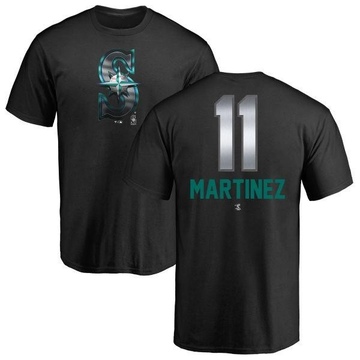 Men's Seattle Mariners Edgar Martinez ＃11 Midnight Mascot T-Shirt - Black