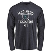 Men's Seattle Mariners Eduard Bazardo ＃41 Base Runner Long Sleeve T-Shirt - Navy