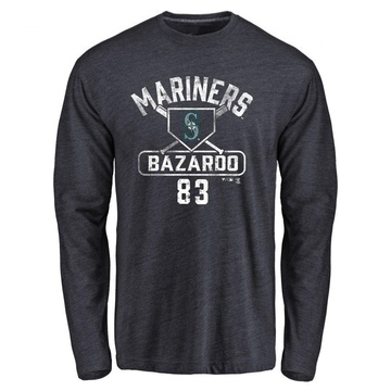 Men's Seattle Mariners Eduard Bazardo ＃83 Base Runner Long Sleeve T-Shirt - Navy