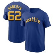 Men's Seattle Mariners Emerson Hancock ＃62 2023 City Connect Name & Number T-Shirt - Royal