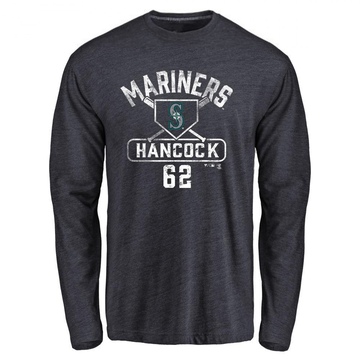 Men's Seattle Mariners Emerson Hancock ＃62 Base Runner Long Sleeve T-Shirt - Navy