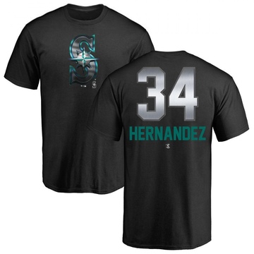 Men's Seattle Mariners Felix Hernandez ＃34 Midnight Mascot T-Shirt - Black