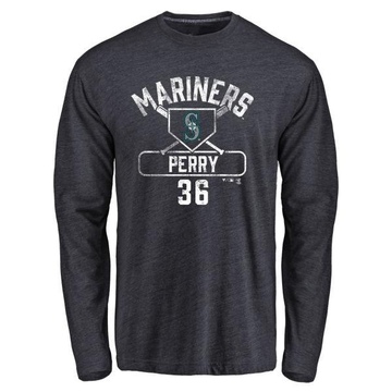 Men's Seattle Mariners Gaylord Perry ＃36 Base Runner Long Sleeve T-Shirt - Navy