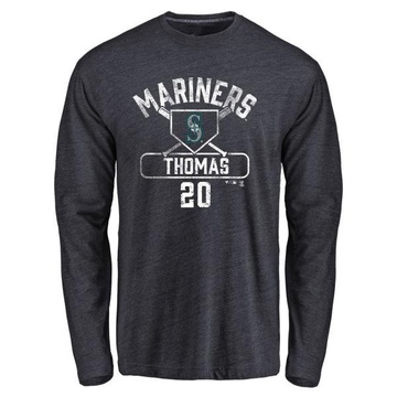 Men's Seattle Mariners Gorman Thomas ＃20 Base Runner Long Sleeve T-Shirt - Navy