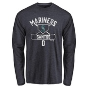 Men's Seattle Mariners Gregory Santos ＃0 Base Runner Long Sleeve T-Shirt - Navy