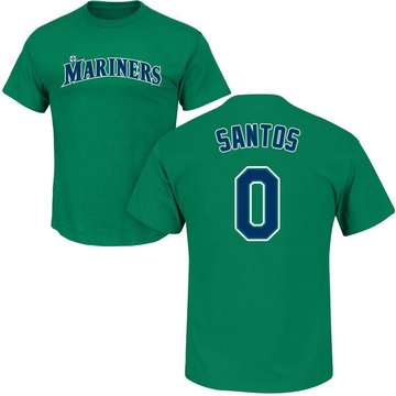 Men's Seattle Mariners Gregory Santos ＃0 Roster Name & Number T-Shirt - Green