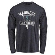 Men's Seattle Mariners Harold Reynolds ＃4 Base Runner Long Sleeve T-Shirt - Navy