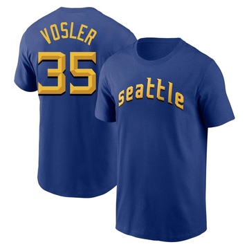 Men's Seattle Mariners Jason Vosler ＃35 2023 City Connect Name & Number T-Shirt - Royal