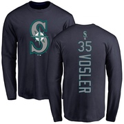 Men's Seattle Mariners Jason Vosler ＃35 Backer Long Sleeve T-Shirt - Navy