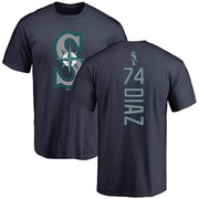 Men's Seattle Mariners Jhonathan Diaz ＃74 Backer T-Shirt - Navy