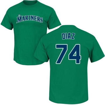 Men's Seattle Mariners Jhonathan Diaz ＃74 Roster Name & Number T-Shirt - Green