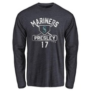 Men's Seattle Mariners Jim Presley ＃17 Base Runner Long Sleeve T-Shirt - Navy