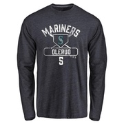 Men's Seattle Mariners John Olerud ＃5 Base Runner Long Sleeve T-Shirt - Navy