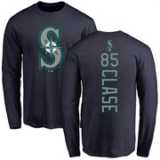 Men's Seattle Mariners Jonatan Clase ＃85 Backer Long Sleeve T-Shirt - Navy