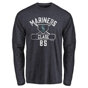 Men's Seattle Mariners Jonatan Clase ＃85 Base Runner Long Sleeve T-Shirt - Navy