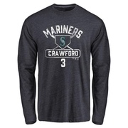 Men's Seattle Mariners J.P. Crawford ＃3 Base Runner Long Sleeve T-Shirt - Navy