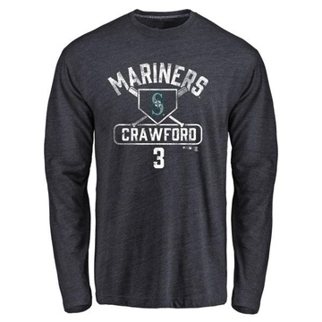 Men's Seattle Mariners J.P. Crawford ＃3 Base Runner Long Sleeve T-Shirt - Navy