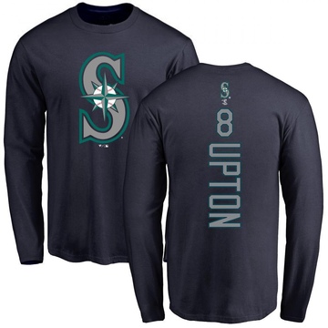 Men's Seattle Mariners Justin Upton ＃8 Backer Long Sleeve T-Shirt - Navy