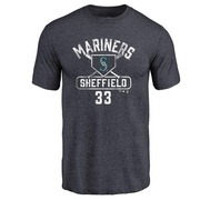 Men's Seattle Mariners Justus Sheffield ＃33 Base Runner T-Shirt - Navy