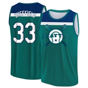 Men's Seattle Mariners Justus Sheffield ＃33 Legend Baseball Tank Top - Aqua/Blue