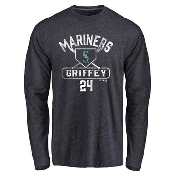 Men's Seattle Mariners Ken Griffey ＃24 Base Runner Long Sleeve T-Shirt - Navy