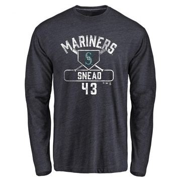 Men's Seattle Mariners Kirby Snead ＃43 Base Runner Long Sleeve T-Shirt - Navy