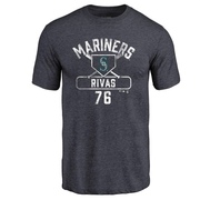 Men's Seattle Mariners Leo Rivas ＃76 Base Runner T-Shirt - Navy