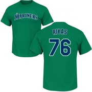 Men's Seattle Mariners Leo Rivas ＃76 Roster Name & Number T-Shirt - Green