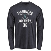 Men's Seattle Mariners Logan Gilbert ＃36 Base Runner Long Sleeve T-Shirt - Navy