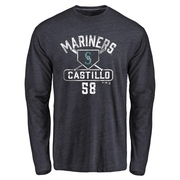 Men's Seattle Mariners Luis Castillo ＃58 Base Runner Long Sleeve T-Shirt - Navy