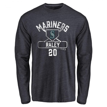 Men's Seattle Mariners Luke Raley ＃20 Base Runner Long Sleeve T-Shirt - Navy