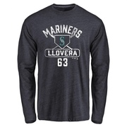 Men's Seattle Mariners Mauricio Llovera ＃63 Base Runner Long Sleeve T-Shirt - Navy