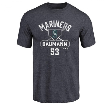 Men's Seattle Mariners Mike Baumann ＃53 Base Runner T-Shirt - Navy