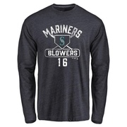 Men's Seattle Mariners Mike Blowers ＃16 Base Runner Long Sleeve T-Shirt - Navy