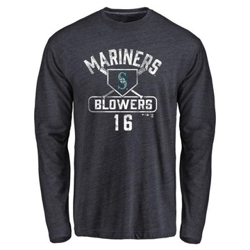 Men's Seattle Mariners Mike Blowers ＃16 Base Runner Long Sleeve T-Shirt - Navy