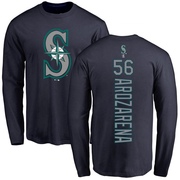 Men's Seattle Mariners Randy Arozarena ＃56 Backer Long Sleeve T-Shirt - Navy