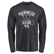 Men's Seattle Mariners Richie Sexson ＃44 Base Runner Long Sleeve T-Shirt - Navy