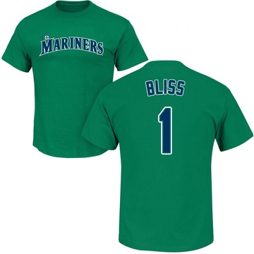 Men's Seattle Mariners Ryan Bliss ＃1 Roster Name & Number T-Shirt - Green