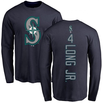 Men's Seattle Mariners Shed Long Jr. ＃4 Backer Long Sleeve T-Shirt - Navy