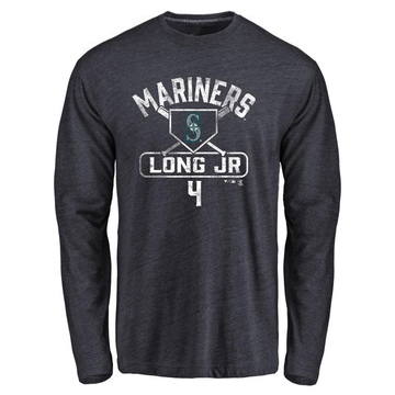 Men's Seattle Mariners Shed Long Jr. ＃4 Base Runner Long Sleeve T-Shirt - Navy