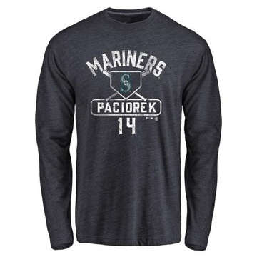 Men's Seattle Mariners Tom Paciorek ＃14 Base Runner Long Sleeve T-Shirt - Navy