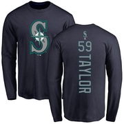 Men's Seattle Mariners Troy Taylor ＃59 Backer Long Sleeve T-Shirt - Navy