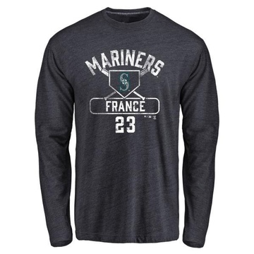 Men's Seattle Mariners Ty France ＃23 Base Runner Long Sleeve T-Shirt - Navy