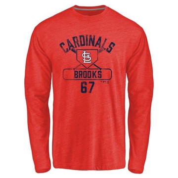 Men's St. Louis Cardinals Aaron Brooks ＃67 Base Runner Long Sleeve T-Shirt - Red