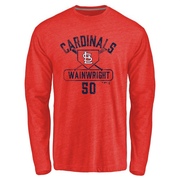 Men's St. Louis Cardinals Adam Wainwright ＃50 Base Runner Long Sleeve T-Shirt - Red