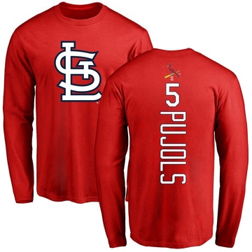 Men's St. Louis Cardinals Albert Pujols ＃5 Backer Long Sleeve T-Shirt - Red