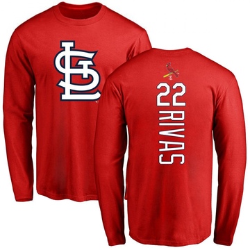 Men's St. Louis Cardinals Alfonso Rivas ＃22 Backer Long Sleeve T-Shirt - Red