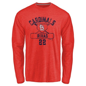 Men's St. Louis Cardinals Alfonso Rivas ＃22 Base Runner Long Sleeve T-Shirt - Red